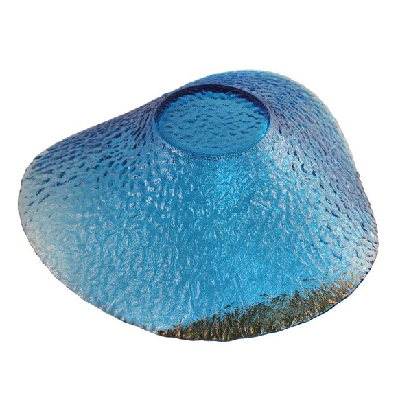 Murero Glass Empoli Italy Decorative Bowl Hand Blown Recycled glass Aqua Blue Te - Picture 8 of 11